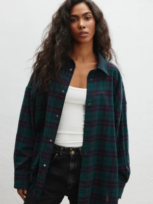 Koszula typu oversize w kratę ZIELONĄ - RENO 9360-M/L Marsala