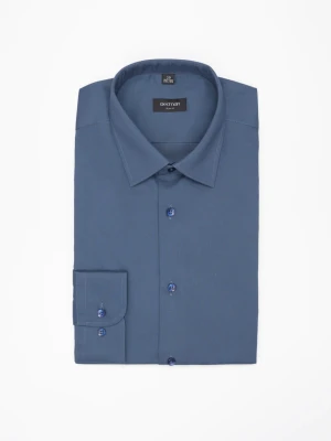KOSZULA VERSONE 3271T DŁUGI RĘKAW CUSTOM FIT NIEBIESKA Z BAWEŁNĄ Recman