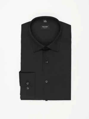 KOSZULA VERSONE 3292E DŁUGI RĘKAW CUSTOM FIT CZARNA Z BAWEŁNY Recman