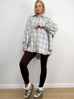 Koszula w Kratę Niebieska Luso ClothStore