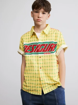 Koszula w kratę z logo Desigual żółty