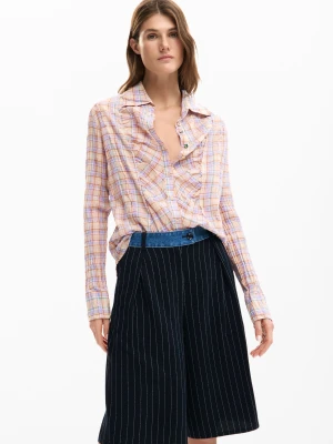 Koszula w kratę z marszczeniem Desigual