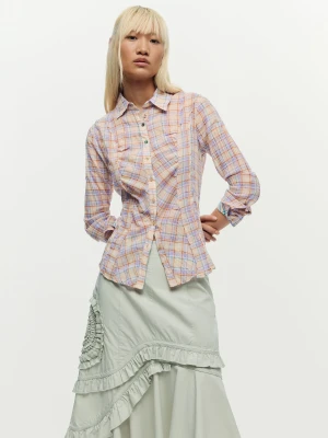 Koszula w kratę z marszczeniem Desigual