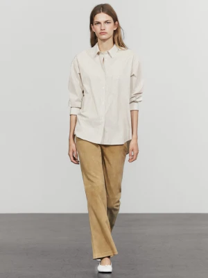 Koszula W Kratę Ze 100% Bawełny - Biały - Massimo Dutti - Female