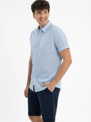 Koszula w kratkę z lnem, Regular Fit, C-DAZZI Volcano