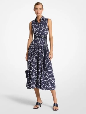 Koszula w kwiaty z bawełnianej popeliny z obniżoną talią MICHAEL KORS COLLECTION
