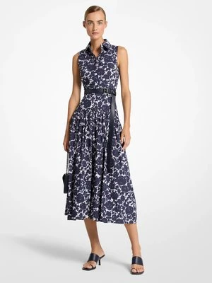 Koszula w kwiaty z bawełnianej popeliny z obniżoną talią MICHAEL KORS COLLECTION