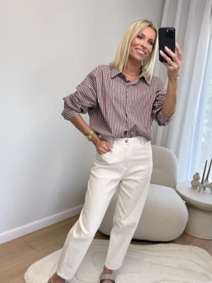 Koszula w Paski Bordowa Gia UNI ClothStore