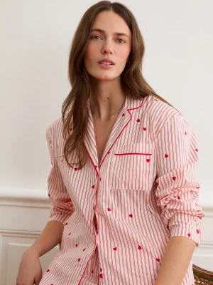 Koszula w paski i serduszka z bawełną Etam