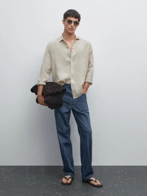 Koszula W Paski O Kroju Regular Fit - Beżowy - - Massimo Dutti - Mężczyzna