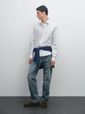 Koszula W Paski O Kroju Regular Fit - Biały - - Massimo Dutti - Male