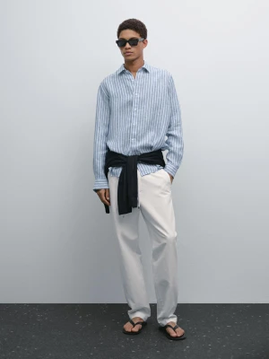 Koszula W Paski O Kroju Regular Fit - Błękitny - - Massimo Dutti - Mężczyzna