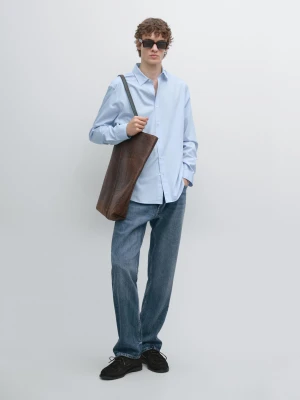 Koszula W Paski O Kroju Regular Fit - Błękitny - - Massimo Dutti - Mężczyzna