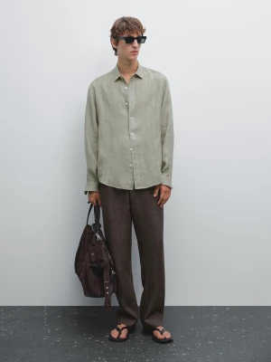 Koszula W Paski O Kroju Regular Fit - Jasnozielony - - Massimo Dutti - Mężczyzna