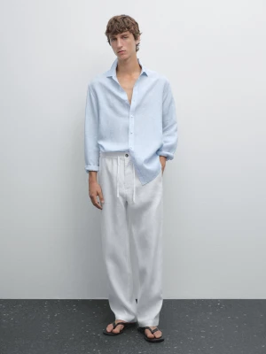 Koszula W Paski O Kroju Regular Fit - Niebieski - - Massimo Dutti - Mężczyzna