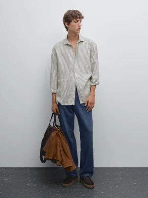 Koszula W Paski O Kroju Regular Fit - Zielony - - Massimo Dutti - Mężczyzna