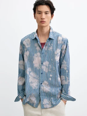 Koszula w paski tie dye Desigual niebieski