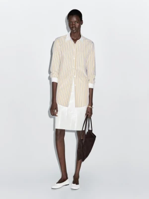 Koszula W Paski Z Kontrastowym Zdobieniem - Waniliowy - - Massimo Dutti - Kobieta