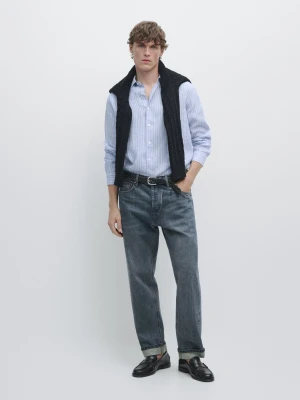 Koszula W Paski Z Lnu - Jasnoniebieski - - Massimo Dutti - Mężczyzna