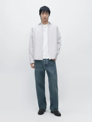 Koszula W Paski Z Mieszanki Bawełny - Niebieski - - Massimo Dutti - Mężczyzna