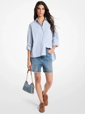 Koszula w paski z mieszanki elastycznej bawełny Michael Kors CHAMBRAY (Niebieski)