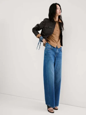 Koszula w paski z ozdobnym strasem brązowy - Kobieta - - MANGO