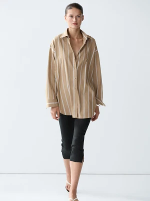 Koszula W Paski Z Ozdobnymi Guzikami - Brązowy - - Massimo Dutti - Female