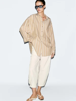 Koszula W Paski Z Ozdobnymi Guzikami - Brązowy - Massimo Dutti - Female