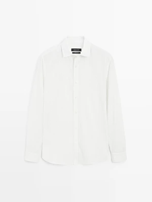 Koszula W Paski Ze 100% Bawełny - Biały - Massimo Dutti - Male