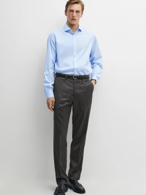 Koszula W Paski Ze 100% Bawełny - Błękitny - Massimo Dutti - Male