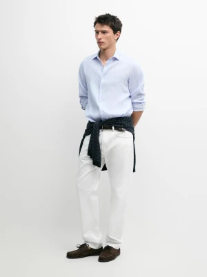 Koszula W Paski Ze 100% Lnu - Jasnoniebieski - - Massimo Dutti - Mężczyzna