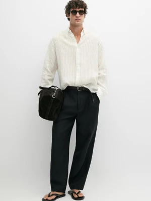 Koszula W Paski Ze 100% Lnu - Surowy - Massimo Dutti - Male
