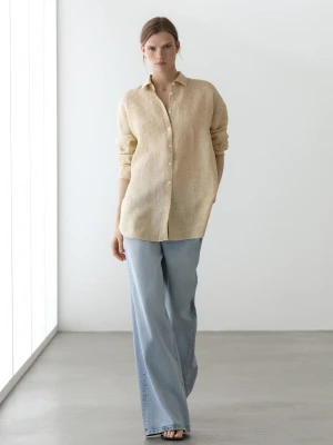 Koszula W Paski Ze 100% Lnu - Żółty - - Massimo Dutti - Kobieta