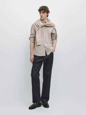 Koszula W Pepitkę Z Mieszanki Bawełny - Beżowy - - Massimo Dutti - Mężczyzna