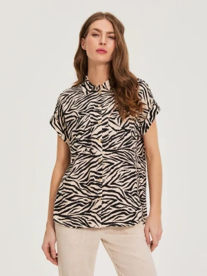 Koszula w zwierzęcy wzór beżowa Moodo
