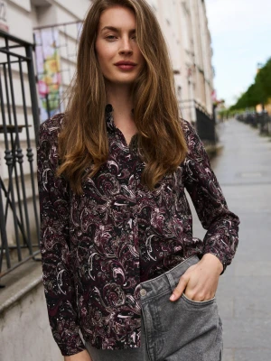Koszula we wzór paisley burgundowa Moodo