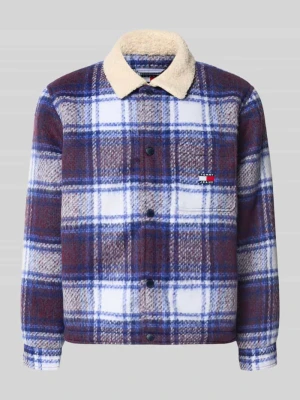 Koszula wierzchnia o kroju oversized z wykładanym kołnierzem model 'TEDDY COLLAR BRUSHED' Tommy Jeans Ciemnoniebieski