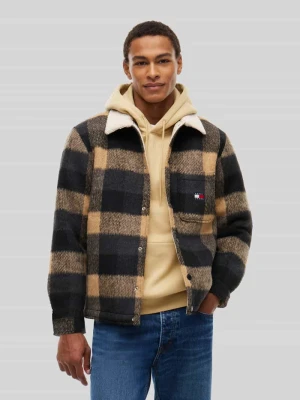 Koszula wierzchnia o kroju oversized z wykładanym kołnierzem model 'TEDDY COLLAR BRUSHED' Tommy Jeans Czarny