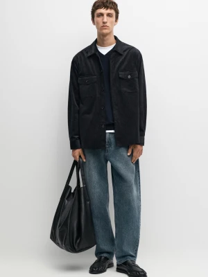 Koszula Wierzchnia Ze Sztruksu Z Kieszeniami - Granatowy - Massimo Dutti - Male