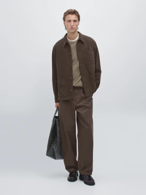 Koszula Wierzchnia Z Diagonalu Z Kieszeniami - Brązowy - - Massimo Dutti - Mężczyzna