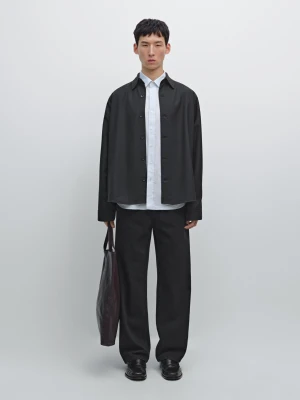 Koszula Wierzchnia Z Kieszeniami Z Mieszanki Wełny - Czarny - - Massimo Dutti - Mężczyzna