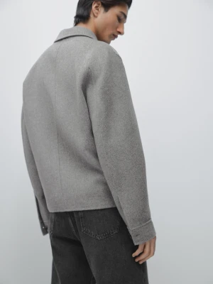 Koszula Wierzchnia Z Kieszeniami Z Mieszanki Wełny - Jasnoszary - - Massimo Dutti - Mężczyzna