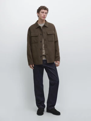 Koszula Wierzchnia Z Kieszeniami Z Mieszanki Wełny - Khaki - - Massimo Dutti - Mężczyzna