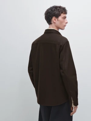 Koszula Wierzchnia Z Kieszeniami Ze 100% Wełny - Czekoladowy - - Massimo Dutti - Mężczyzna