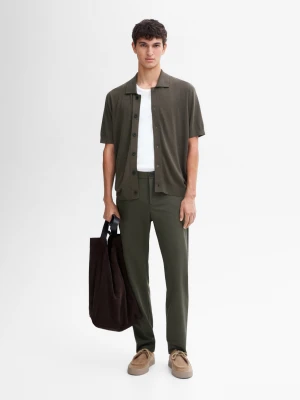 Koszula Wierzchnia Z Krótkim Rękawem Z Bawełnianej Mieszanki - Khaki - - Massimo Dutti - Mężczyzna