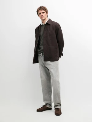 Lniana Koszula Wierzchnia Z Kieszeniami Total Look - Brązowy - - Massimo Dutti - Mężczyzna