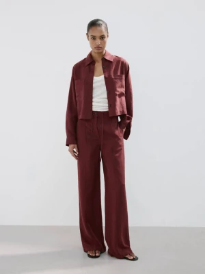 Koszula wierzchnia z lyocellu z kieszeniami intensywny pomarańczowy - Kobieta - - MANGO