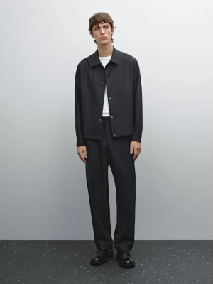 Koszula Wierzchnia Z Mieszanki Wełny W Paski - Szary - - Massimo Dutti - Mężczyzna