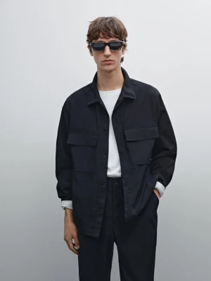 Koszula Wierzchnia Z Technicznego Materiału - Granatowy - - Massimo Dutti - Mężczyzna