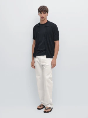 Koszula Wierzchnia Z Warkoczowym Splotem - Granatowy - - Massimo Dutti - Mężczyzna